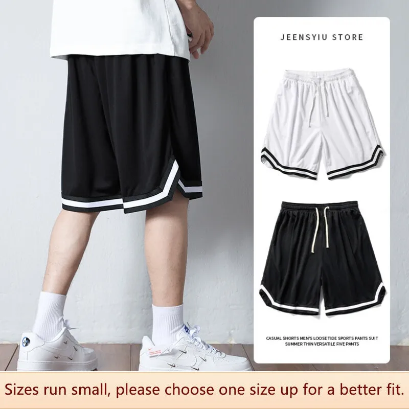 Loose Breathable Summer Men Shorts Sporty American Style Basketball Pants Quick Drying Ice Silk Five-point Pants Mesh Fabric