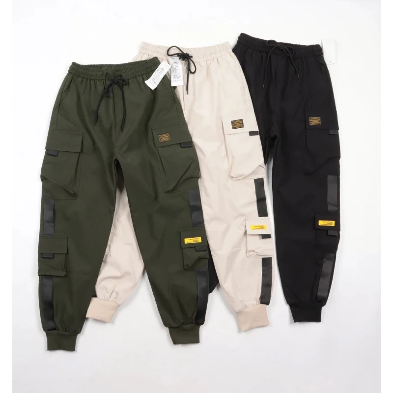 Loose Fit Multi Pocket Joggers For Spring Summer, Men’s Street Style Waist Drawstring Casual Pants Cargo Pants For Fitness Outdo
