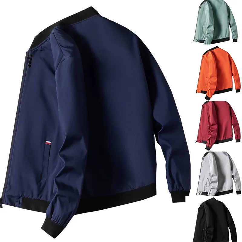 M-4XL Men’s Jacket Autumn Thin Long Sleeve Baseball Uniform Windproof Cycling Jacket Solid Zipper Casual Jacket