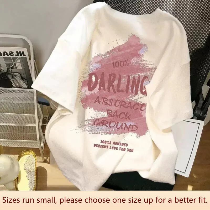 Pure Cotton White T-shirt Women Short Sleeve Loose Summer Hong Kong Style Chic High-end Feel Beautiful American Top