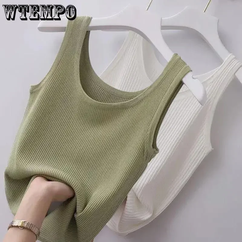 Summer Camisole Women’s Plus Size Slim Fit Outer Wear with Round Neck Solid Soft Comfortable Bottoming Shirt Sleeveless Thin