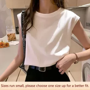Loose Round Neck Women Vest Strap Wide Sleeve Top Outdoor Wear Inner Match Spring Summer