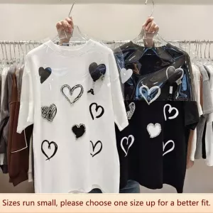 Loose Short Sleeve T-shirt Women Spring Season Design Round Neck Versatile Medium Length Top