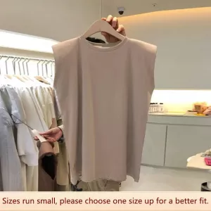 Loose T-shirt Women Summer Wide Match Student Top Pure Color Vest Black Yellow White Dark Blue Light Khaki
