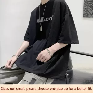 Men Short Sleeve T-shirt Loose Round Neck Top Trendy All-match Clothing Summer Hip Hop Trendy Half Sleeve Male