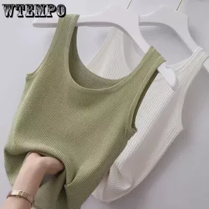 Summer Camisole Women's Plus Size Slim Fit Outer Wear with Round Neck Solid Soft Comfortable Bottoming Shirt Sleeveless Thin
