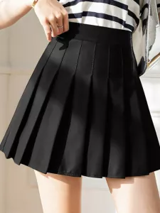 ZOKI White Women Pleated Skirts Summer High Waist Zipper Girls Dancing JK Mini Skirts Black Fashion Student A Line Faldas 2023