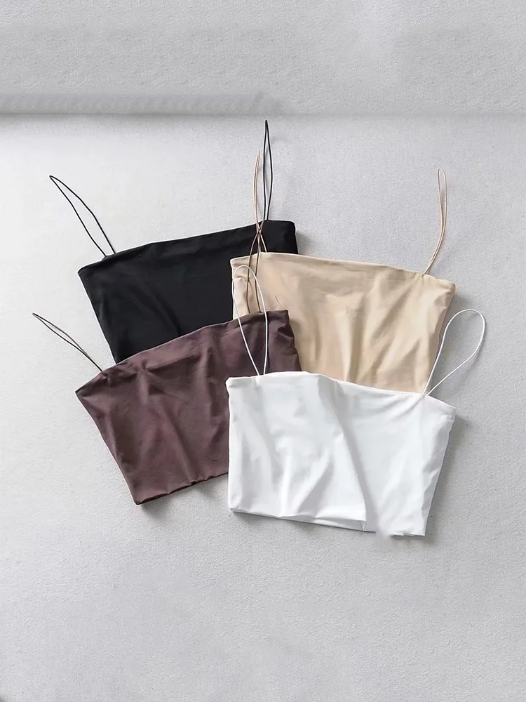2022 Summer Women’s Crop Top Sexy Elastic Cotton Camis sleeveless Short Tank Top Bar