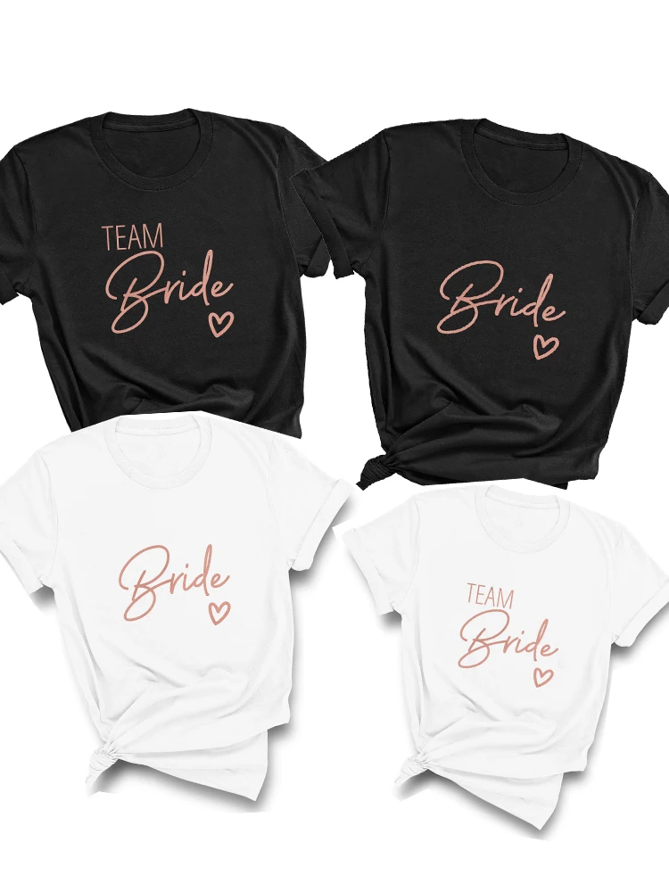 2023 Black Hen Party Bachelorette Party White Grey Girl Wedding Female Tops Tees Women Team Bride Bride Squad T-shirts