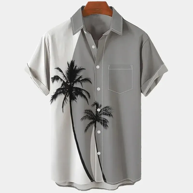 2024 New Men’s Street Fashion Vintage Beach Short Sleeve 3D Digital Printed Shirt Casual Loose Daily Home Vacation Men’s Shirt