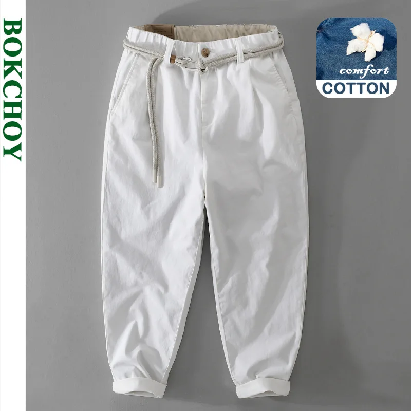 Autumn New Drawstring Casual Pants Men Clothing Cotton Solid Color Streetwear Jogger Pants Men Trousers F7616