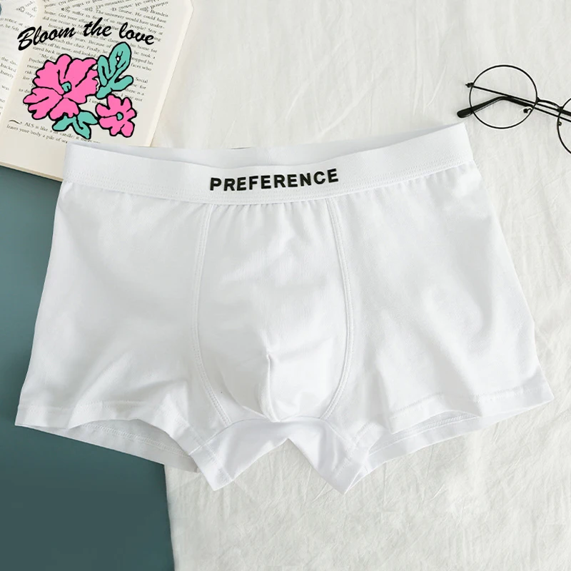 [Bloom the love] New White Solid Boxer Men Underwear Cotton Mens Boxers Breathable Cuecas Masculinas Man Size Plus L-3XL 2090KL