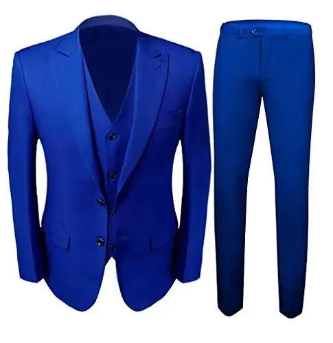 Blue Formal Suit For Men Business Blazer+Vest+Pants Pantsuit Tuxedo For Wedding Party Men’s Men’s Outfits For Work