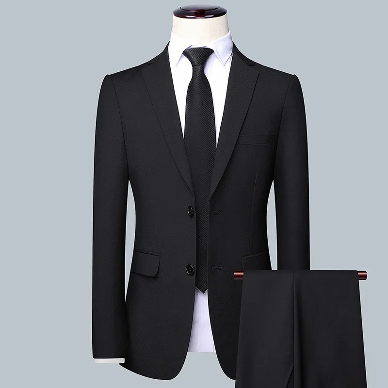Boutique (Blazer + Trousers) Men’s British Style Elegant Fashion High-end Simple Casual Gentleman Best Man Suit Two-piece Suit