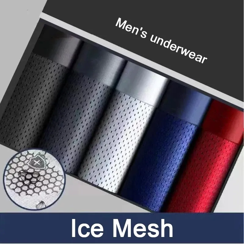 Boxers Men Boxer Shorts Men Underwear Male Underwear Boxers Homme Ice Silk Mesh Boxershorts Plus Size Panties Sexy Underpants