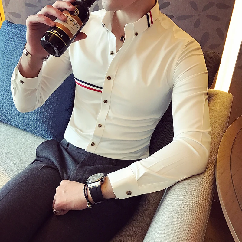 Brand Clothing Male Spring High Quality Long Sleeve Shirts/Men’s Slim Fit lapel Leisure Shirts/Fashion Tops Plus Size S-3XL