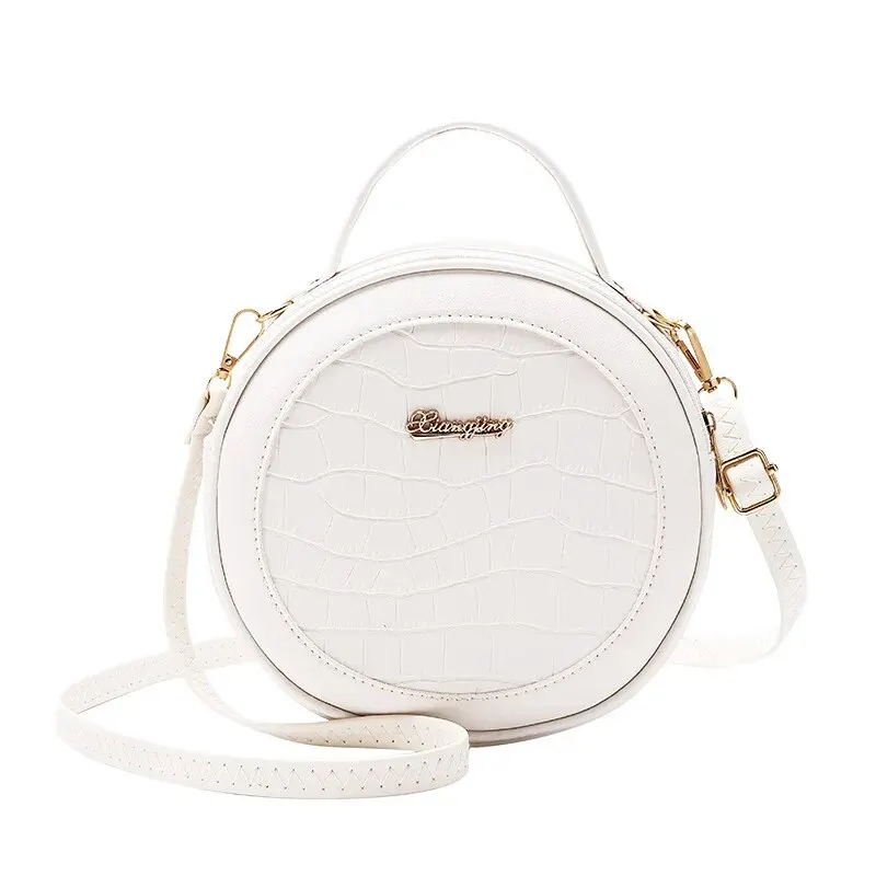 Fashion Style Crocodile Pattern Small Round Single Shoulder Diagonal Straddle Handheld Women’s Bag