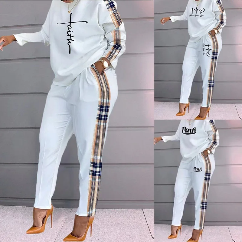 Fashion Women’s Printed Long Sleeve Large Size Casual Suit
