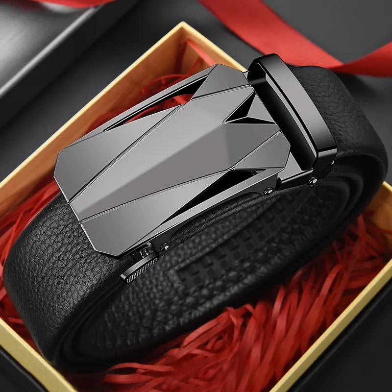 JIFANPAUL New Men’s Fashion Automatic Buckle Business Genuine Leather Men’s Jeans High Quality Belt Men’s Belt No Gift Box