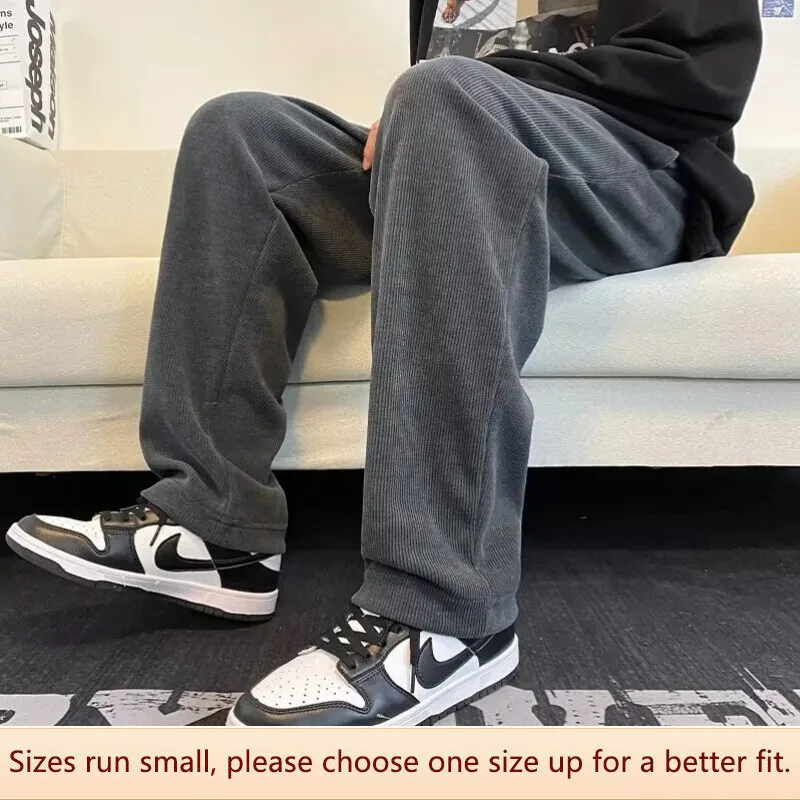Men Autumn Fashion Corduroy Pants Trendy Slim Fit Casual Long Pants High Waist Design Suitable Daily Use