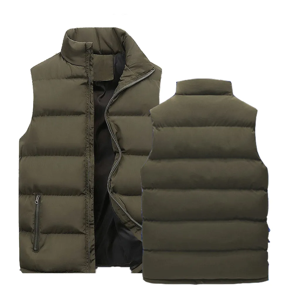 Men’ Vest Jackets Warm Sleeveless Jackets Male Cotton Padded Vest Coats Men Stand Collar Casual Waistcoats Clothing