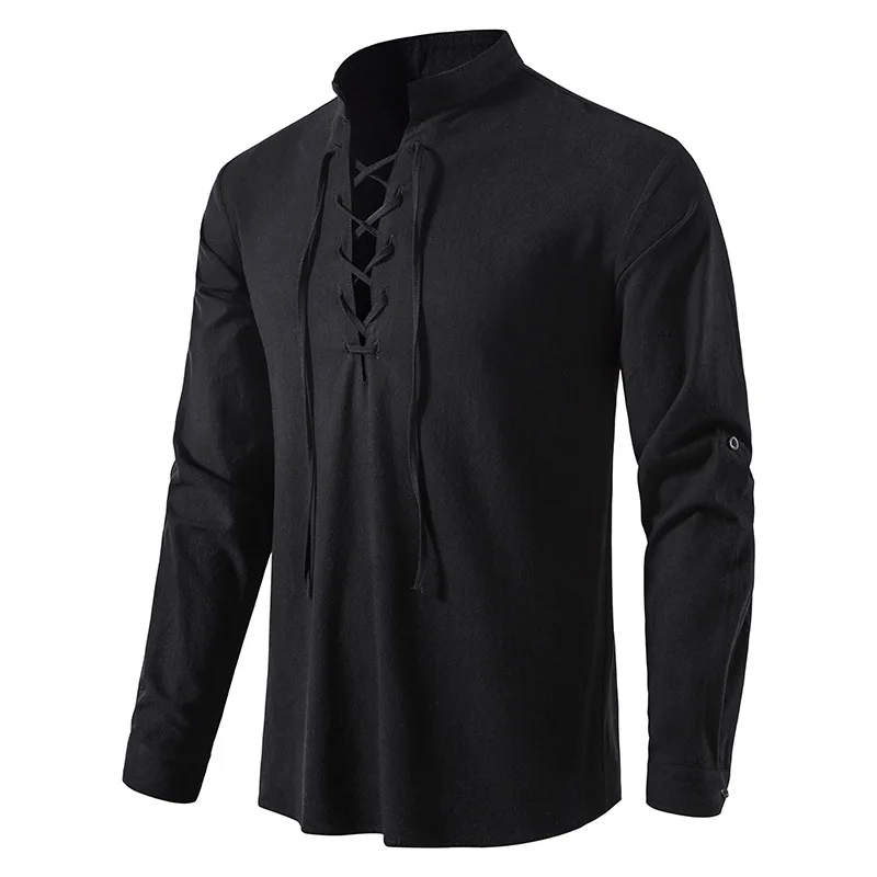 Men’s Cotton Linen Shirts Long Sleeves Tee Shirts Vintage Casual Shirts Cool Sports Shirt Men Tops