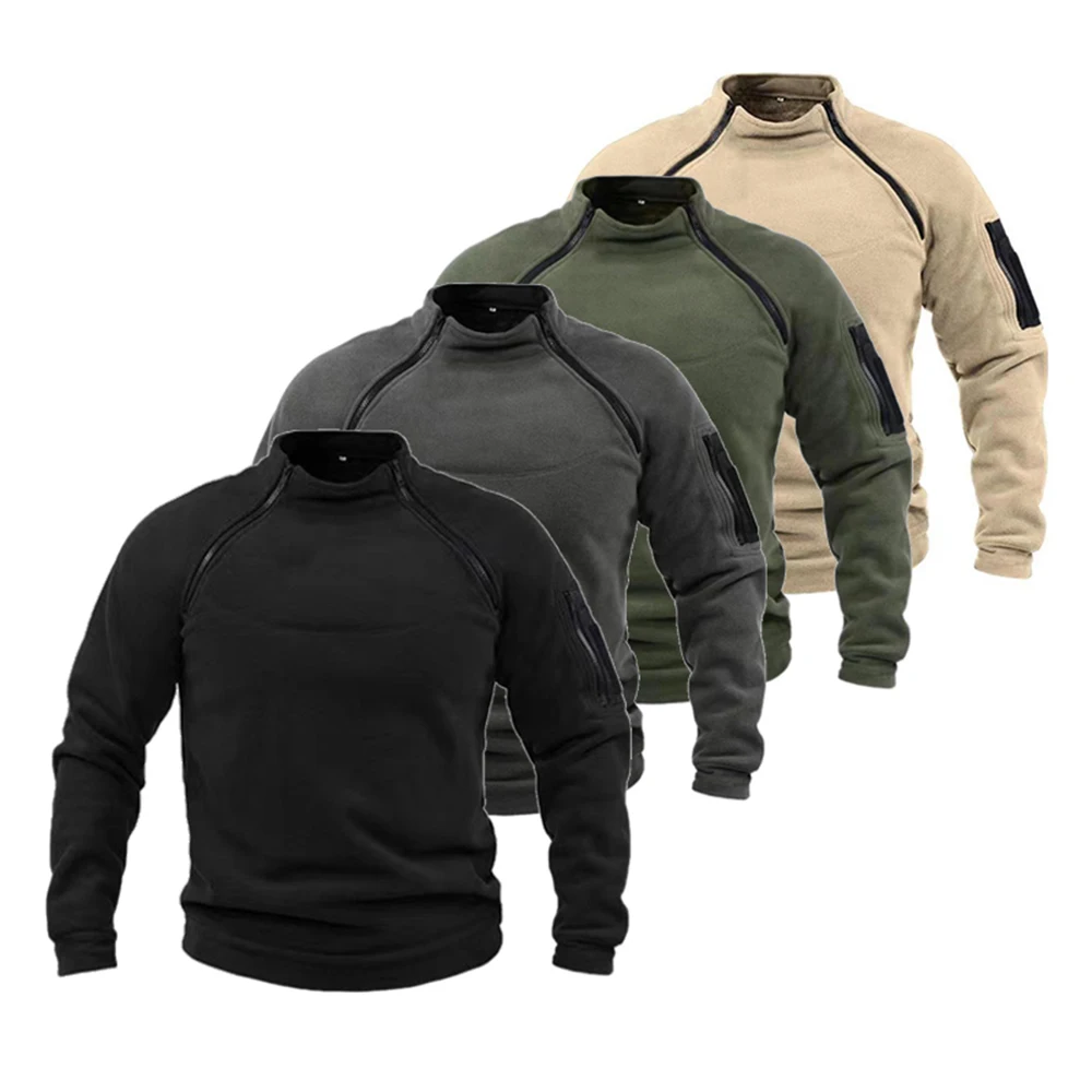 Men’s Tactical Outdoor Fleece Jacket Clothes Warm Zippers Pullover Men Windproof Coat Thermal Hiking Sweatshirt