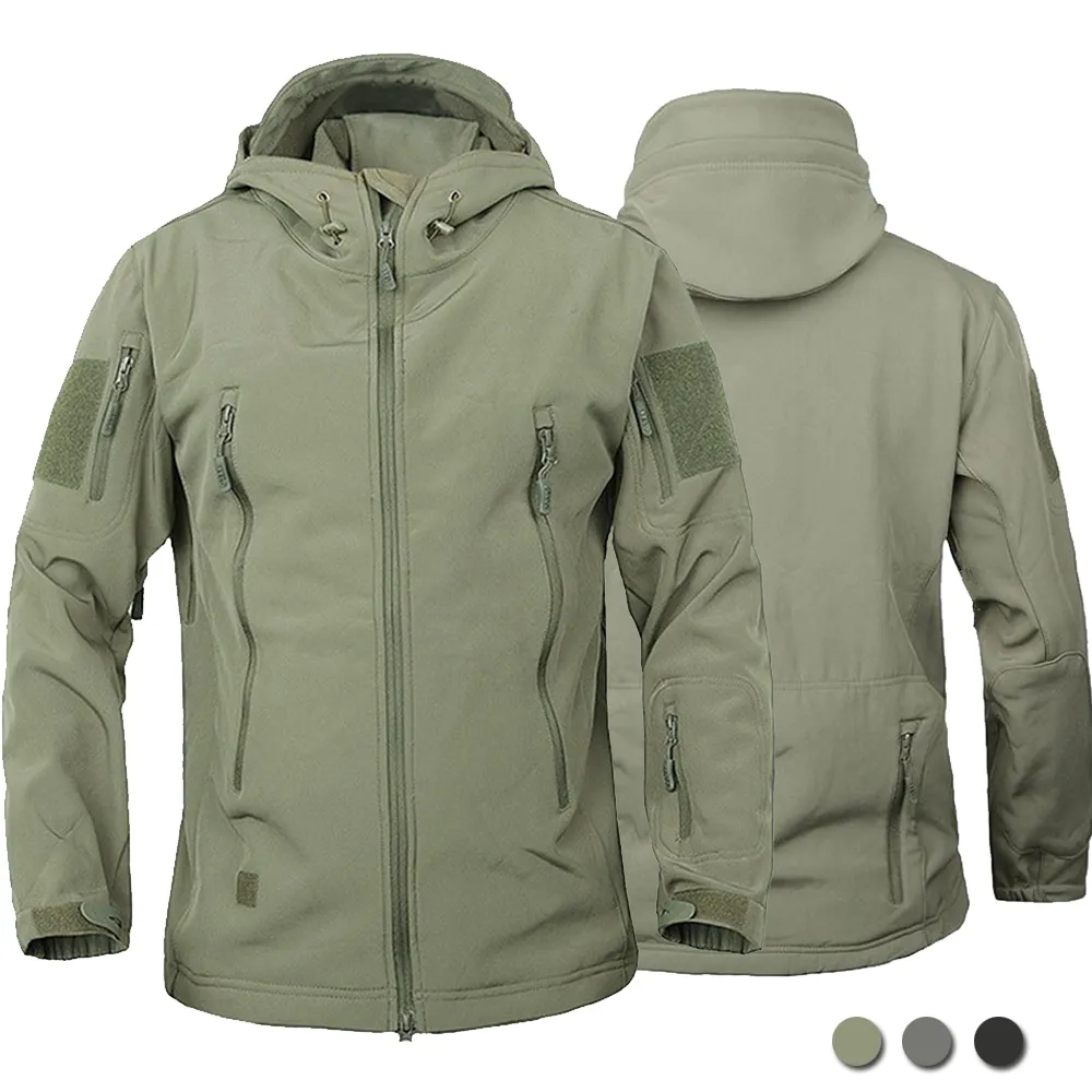 Military Outdoor Jackets Men Shark Skin Soft Shell Tactical Waterproof Windbreaker Army Combat Jacket Mens Hooded Bomber Coats