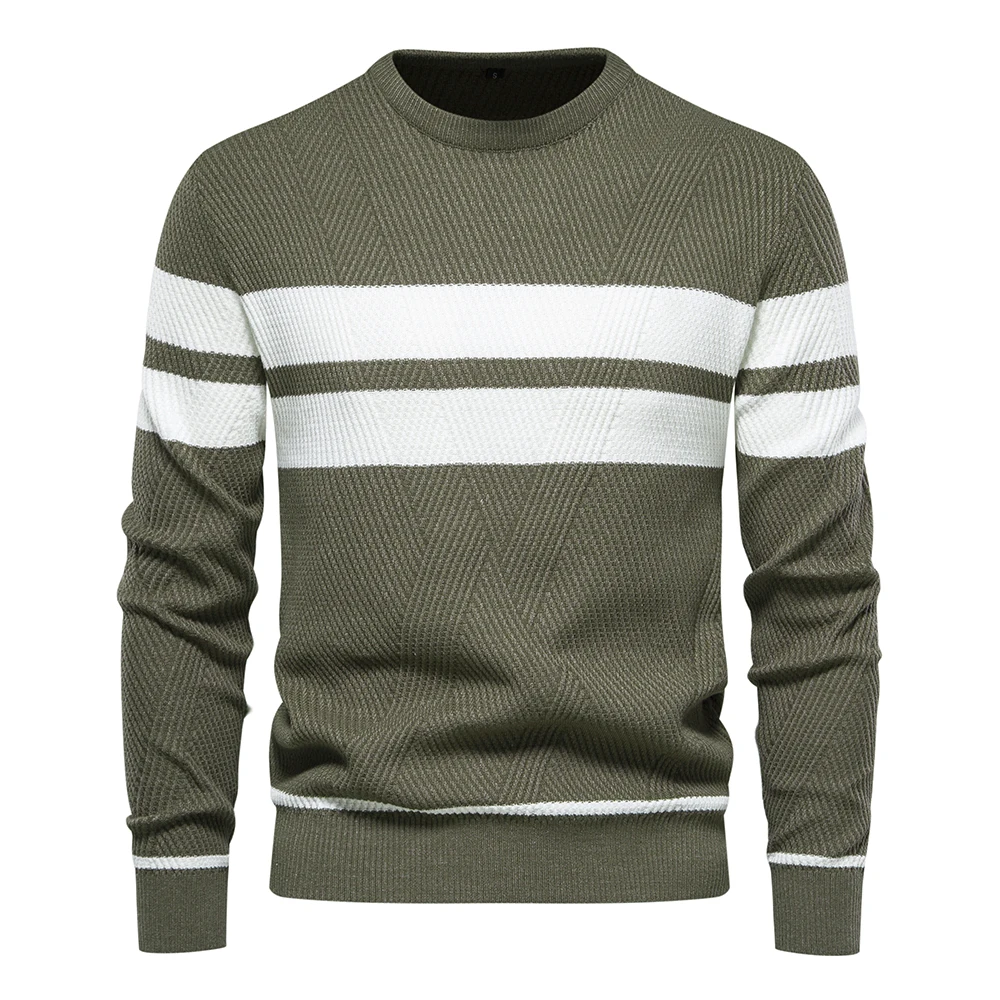 New Autumn Pullover Men’s Sweater O-neck Patchwork Long Sleeve Warm Slim Sweaters Men Casual Fashion Sweater Men Clothing