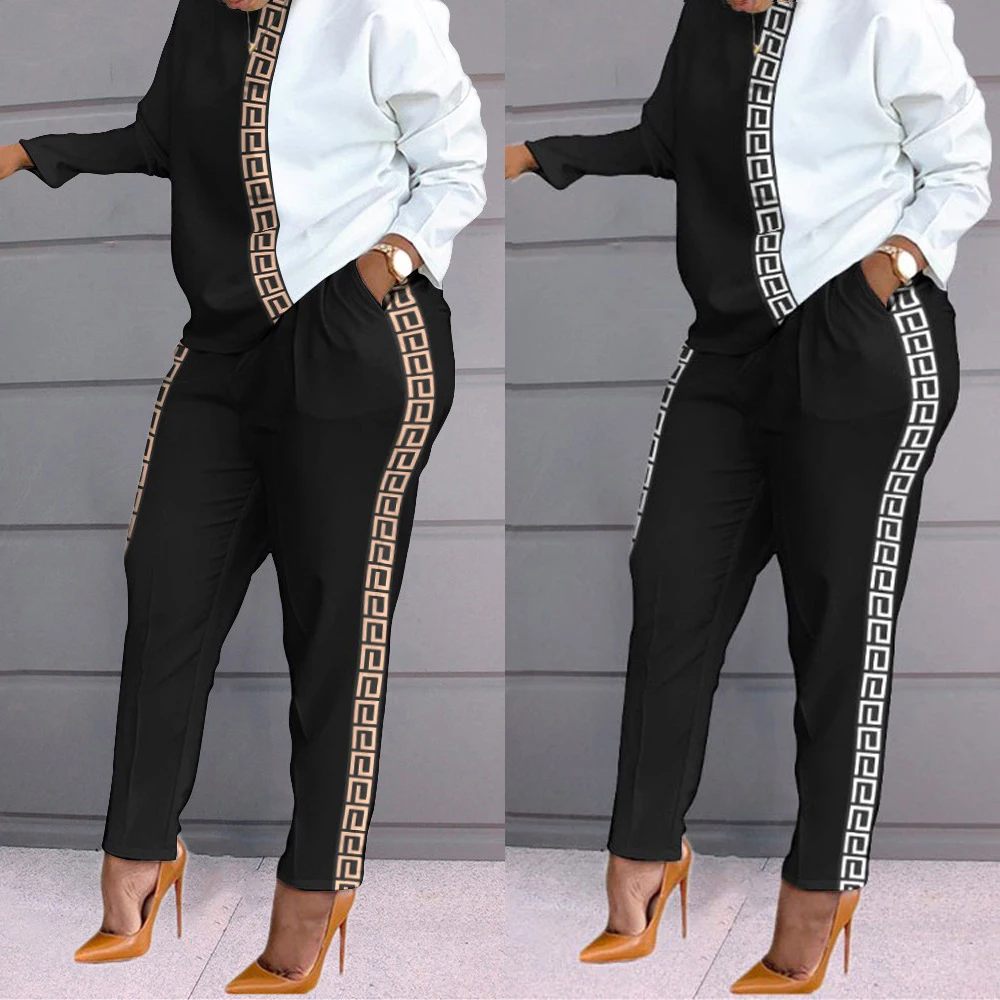 New Women’s Fashion Color Printing Long-sleeved Loose Casual Suit