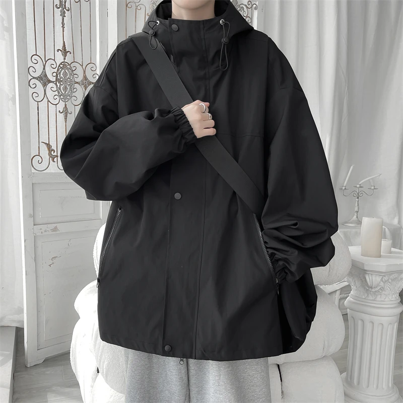 Spring Casual Hooded Jackets For Men Streetwear Waterproof Cargo Men’s jacket Loose Oversize Fashion Jackets For Women
