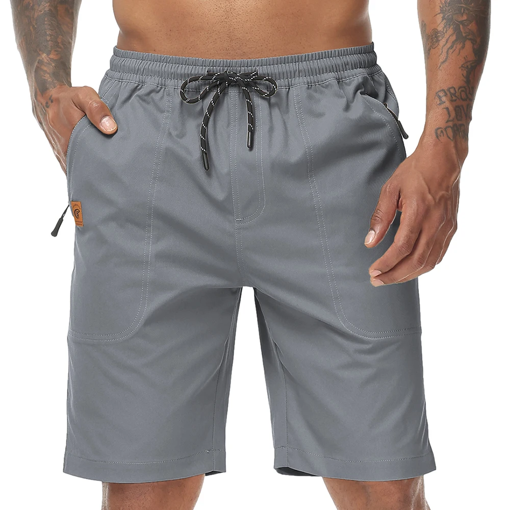 Summer Men’s Solid Shorts Casual Drawstring Shorts Jogging Athletic Pants Lightweight High Quality Elastic Waist Cargo Shorts