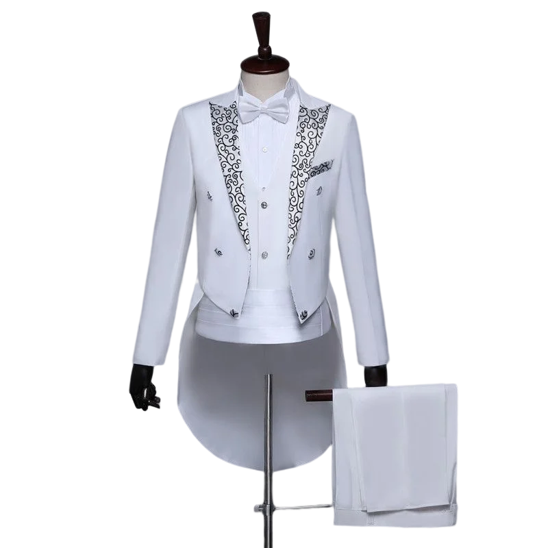 Tuxedo Tailcoat Slim Men’s Formal Business Suits Tuxedo Swallow Tail Coat Fine Serge Fabric Wedding Party Dance Performance Suit