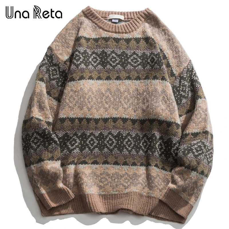 Una Reta Geometry Men’s Sweater New Autumn Winter Hip Hop Sweater Men Streetwear Print Pullover Tops Harajuku Couple Sweater