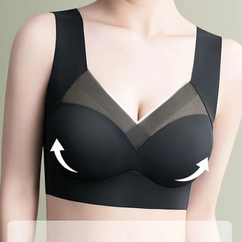 Underwear Seamless Bra Women Is Sexy Large Size Tops Support Comfortable No Steel Ring Underwear Yoga Ice Silk Bra