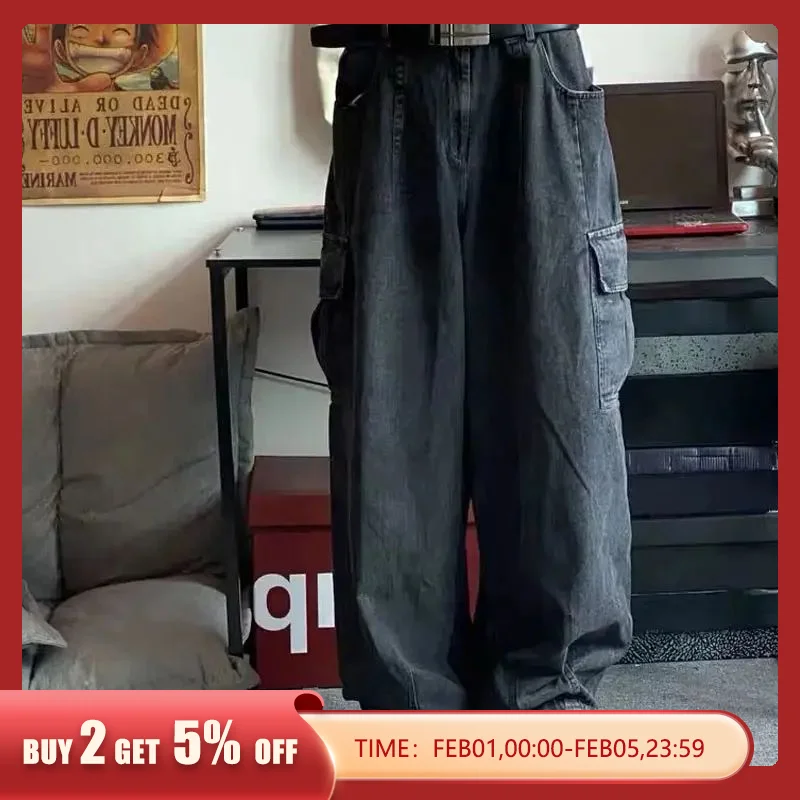 Vintage Baggy Wide-leg MEN’S Jeans BF Slouchy Work Cargo Big Pocket Straight Daddy Pants