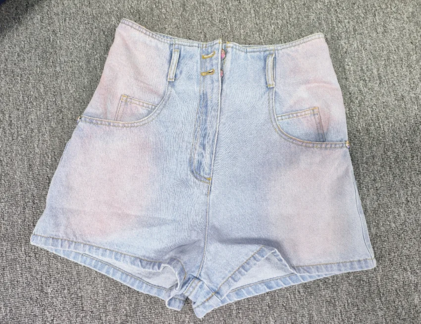 WL-212020835 Women’s 24 new early spring gradient pink wide-leg straight denim shorts