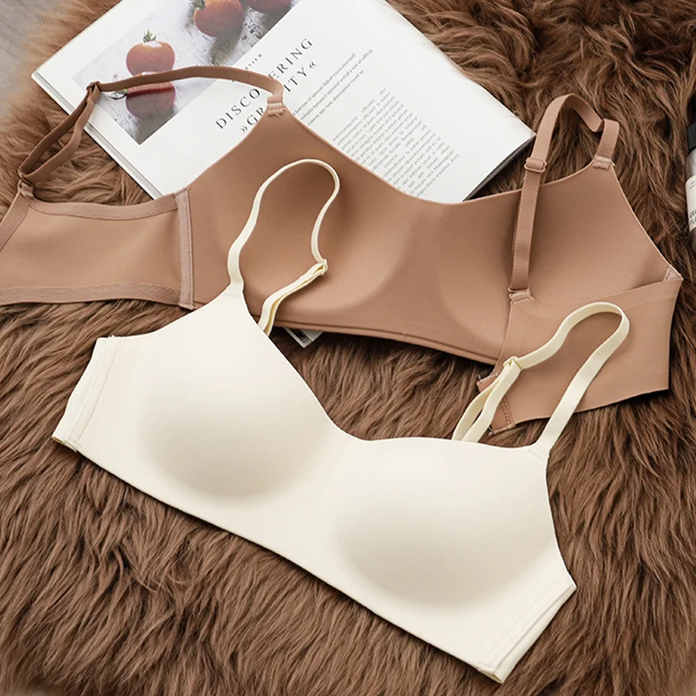 Women Tube Top Bras Seamless Lingerie Full Cup Breathable Bralette Underwear Beauty Back Non-Wire Comfort Sleep Bra 2 Buckle