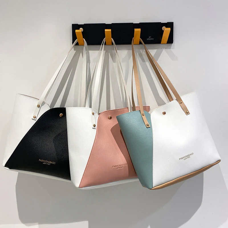 Women’s Patchwork Color Bag Large Capacity Shoulder Bags High Quality Pu Leather Handbag Ladies Wild Bags Purses and Handbags