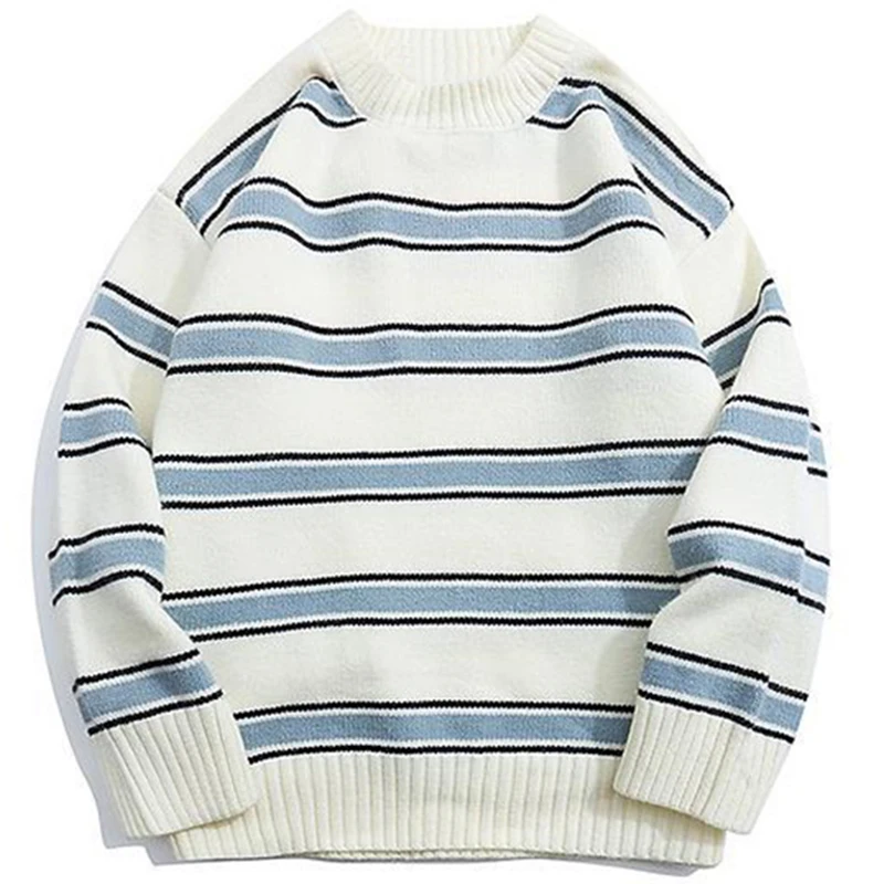 Y2k Striped Sweater Men 2023 Hip-Hop Streetwear Wool Knitwear Pullover Harajuku Winter Vintage Oversized Women Jumper Sweater