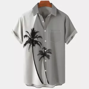 2024 New Men's Street Fashion Vintage Beach Short Sleeve 3D Digital Printed Shirt Casual Loose Daily Home Vacation Men's Shirt