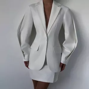 2024 Spring Elegant Women Suit Jacket Solid Color Long Sleeve Slim Fit Ladies Coat Fashion Business Commuting Female Clothing