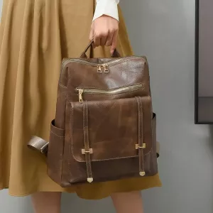 A High-quality Pu Backpack Women's Fashion Backpack New Waterproof Leisure Outing Large-capacity Student Bag
