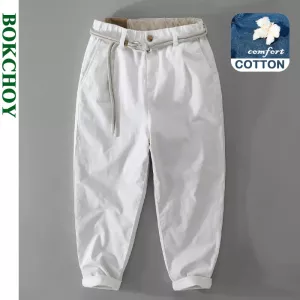 Autumn New Drawstring Casual Pants Men Clothing Cotton Solid Color Streetwear Jogger Pants Men Trousers F7616
