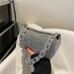 Bling Diamond Design Small Crossbody Messenger Bags for Women 2022 Summer Trend Luxury Fashion Travel Shoulder Handbags Purses