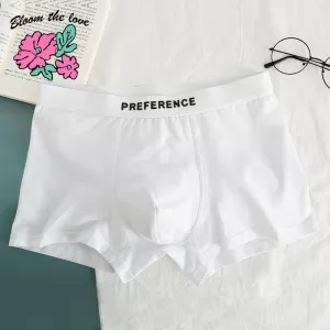 [Bloom the love] New White Solid Boxer Men Underwear Cotton Mens Boxers Breathable Cuecas Masculinas Man Size Plus L-3XL 2090KL