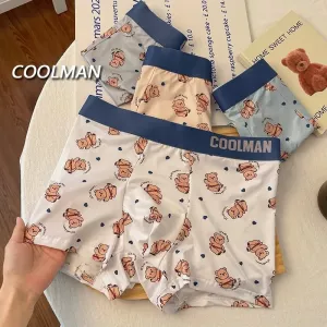 Cartoon Bear Men Underwear Ice Silk Men Four-corner Youthful Trendy Loose Breathable Boxer Shorts