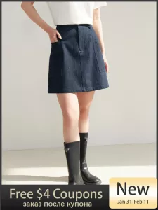 DUSHU Fashionable Retro Style Denim Skirt for Women Spring Chic Sense High-waisted A-line Mini Skirt for Female 24DS81080