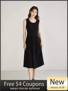 DUSHU Minimalist Cut-out Little Black Vest Dress for Women 2024 Spring Chic Design Elegant Sleeveless Dress for Female