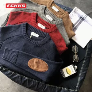FGKKS 2023 Brand Men's Knitwear Sweater Autumn Winter New Fashion High Quality Design Casual Knitwear Male Sweater